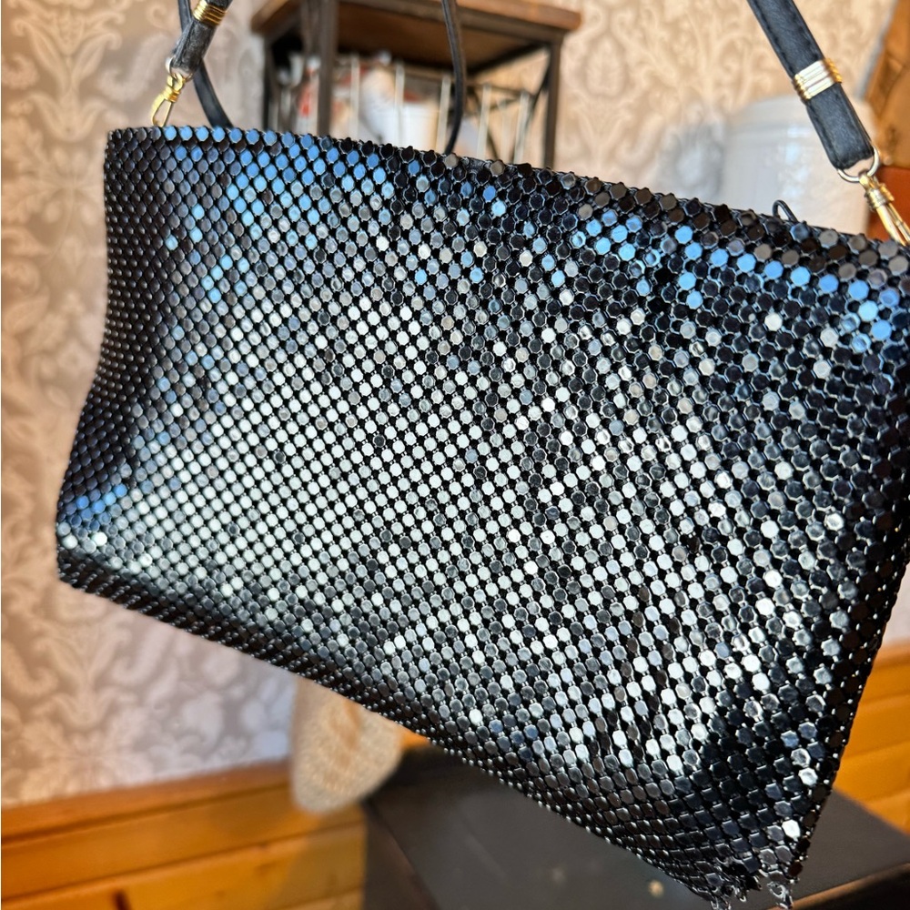 Whiting & Davis Black Mesh Clutch Crossbody - Picture 4 of 5